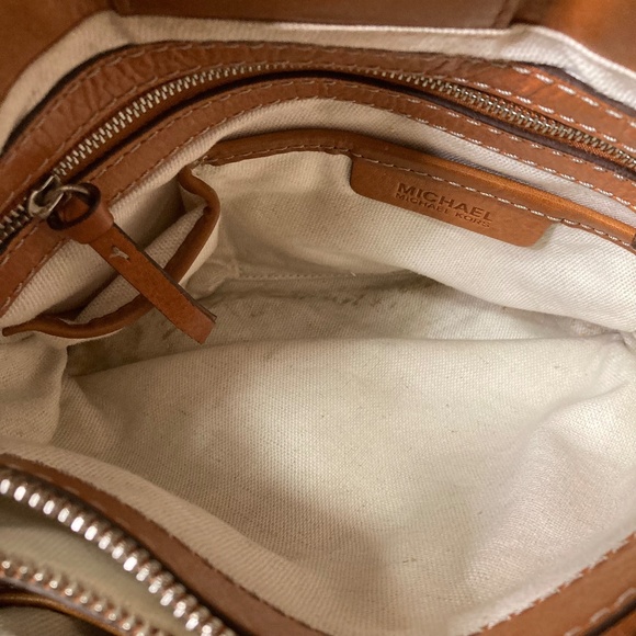 Vintage Michael Kors Brown Leather Two Handle Box Purse With Strap Y2K - Picture 6 of 15